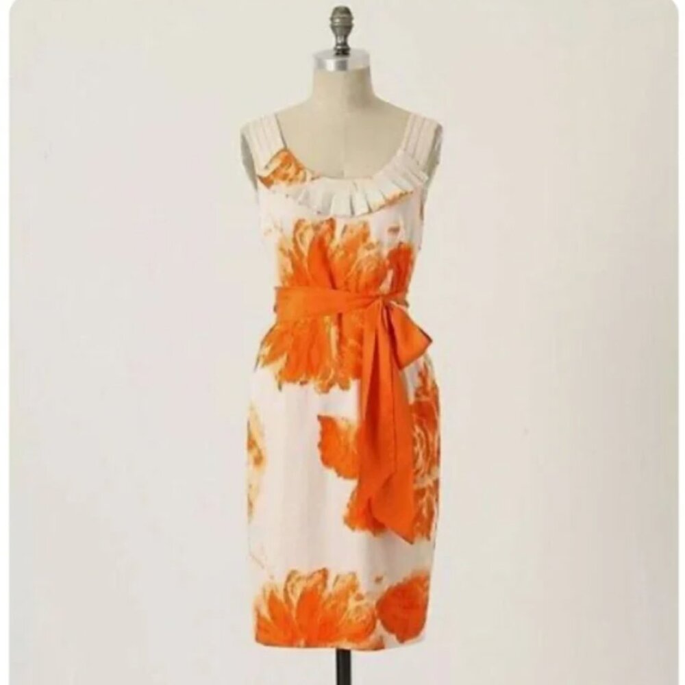 Anthropologie Moulinette Soeurs orange floral sheath dress 0